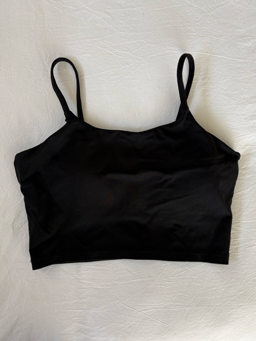 Black Strappy Crop Workout Top With Build in Pads